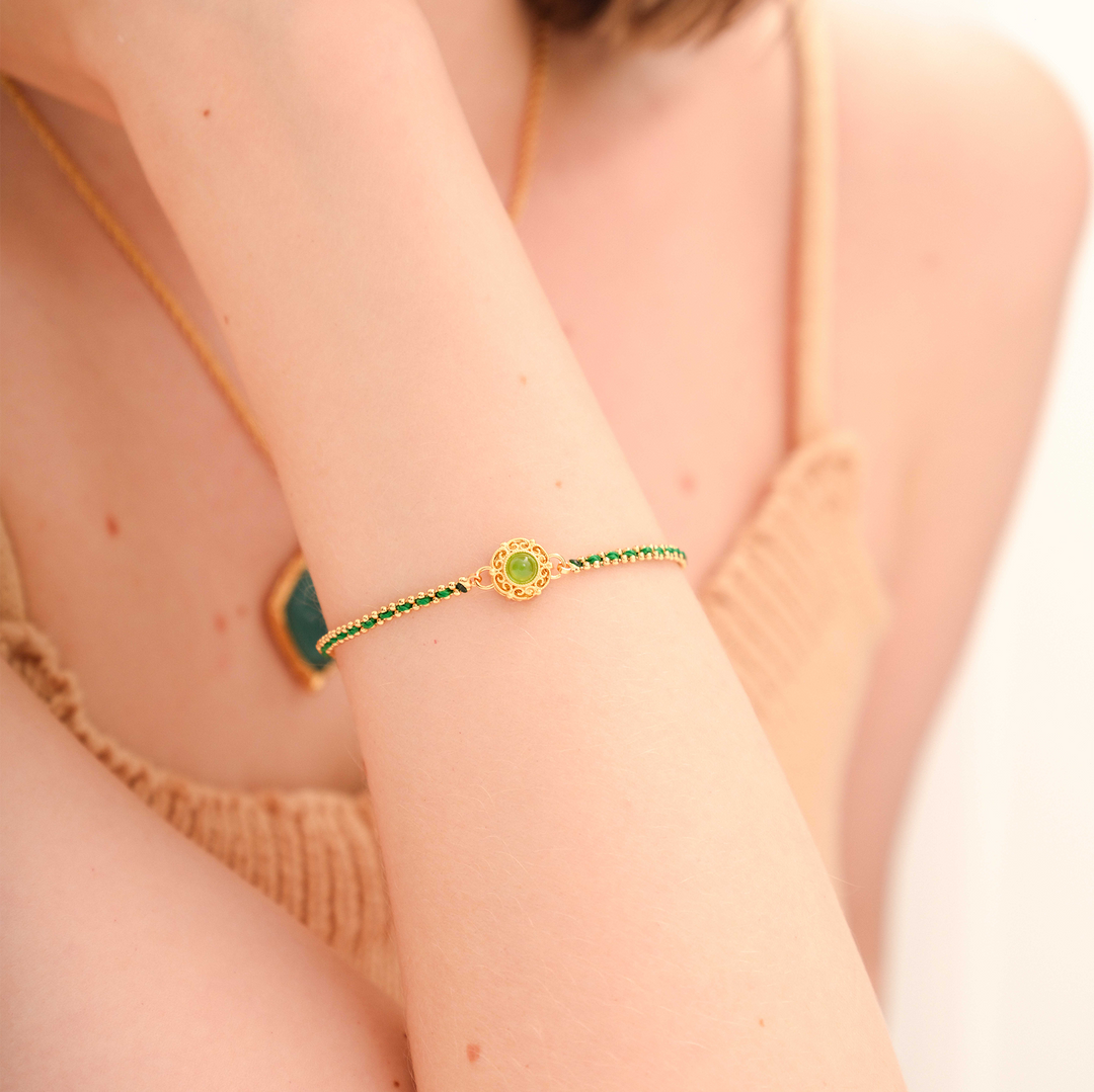 Verdant Enamel Natural Stones Bracelet