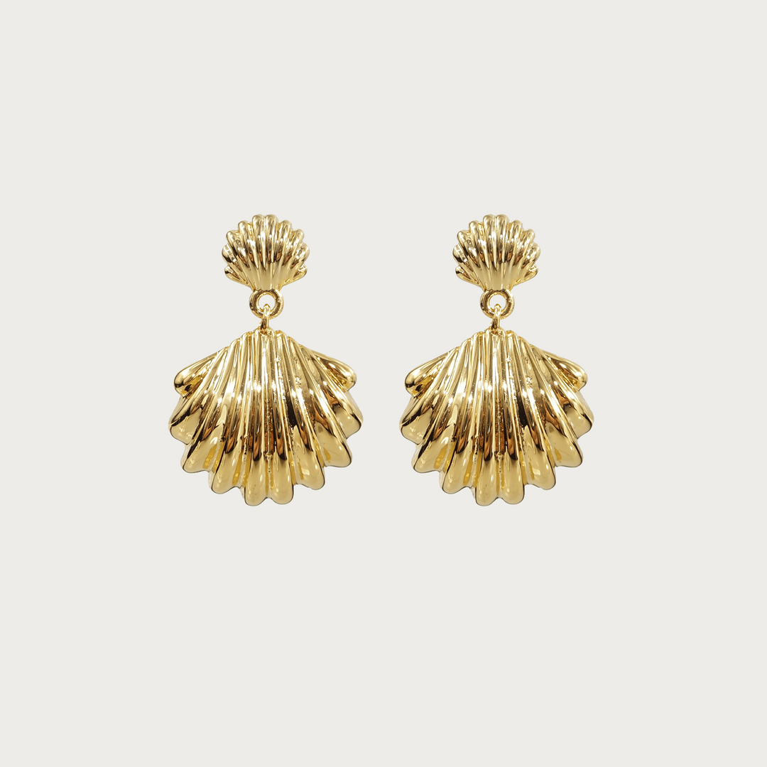 Ocean's Elegance Golden Drop Earrings