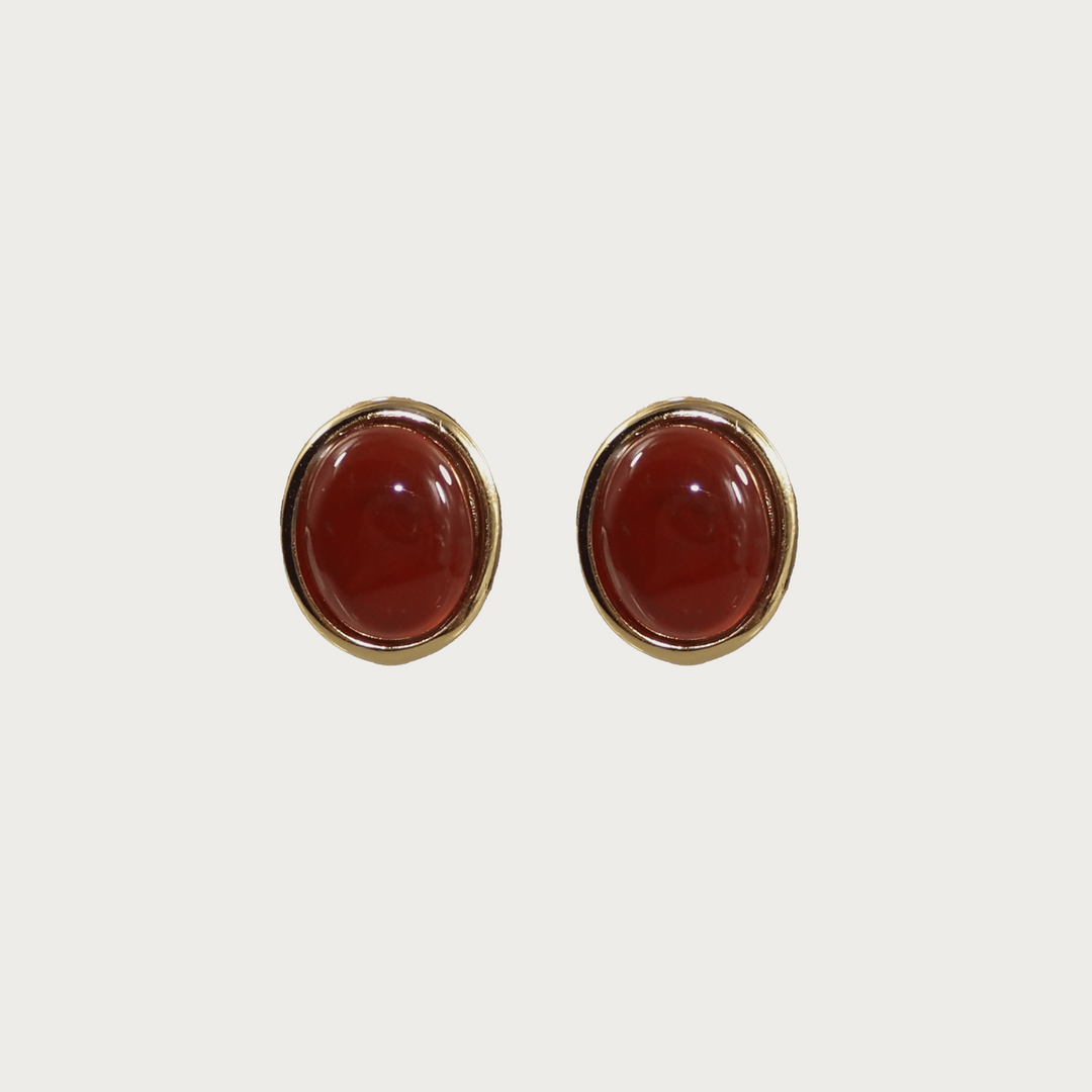 Red Agate Stud Earrings