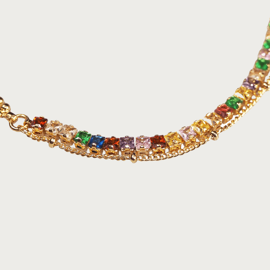 Radiant Bloom Colorful Zirconia Link Bracelet