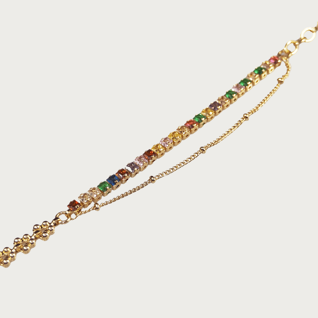 Radiant Bloom Colorful Zirconia Link Bracelet