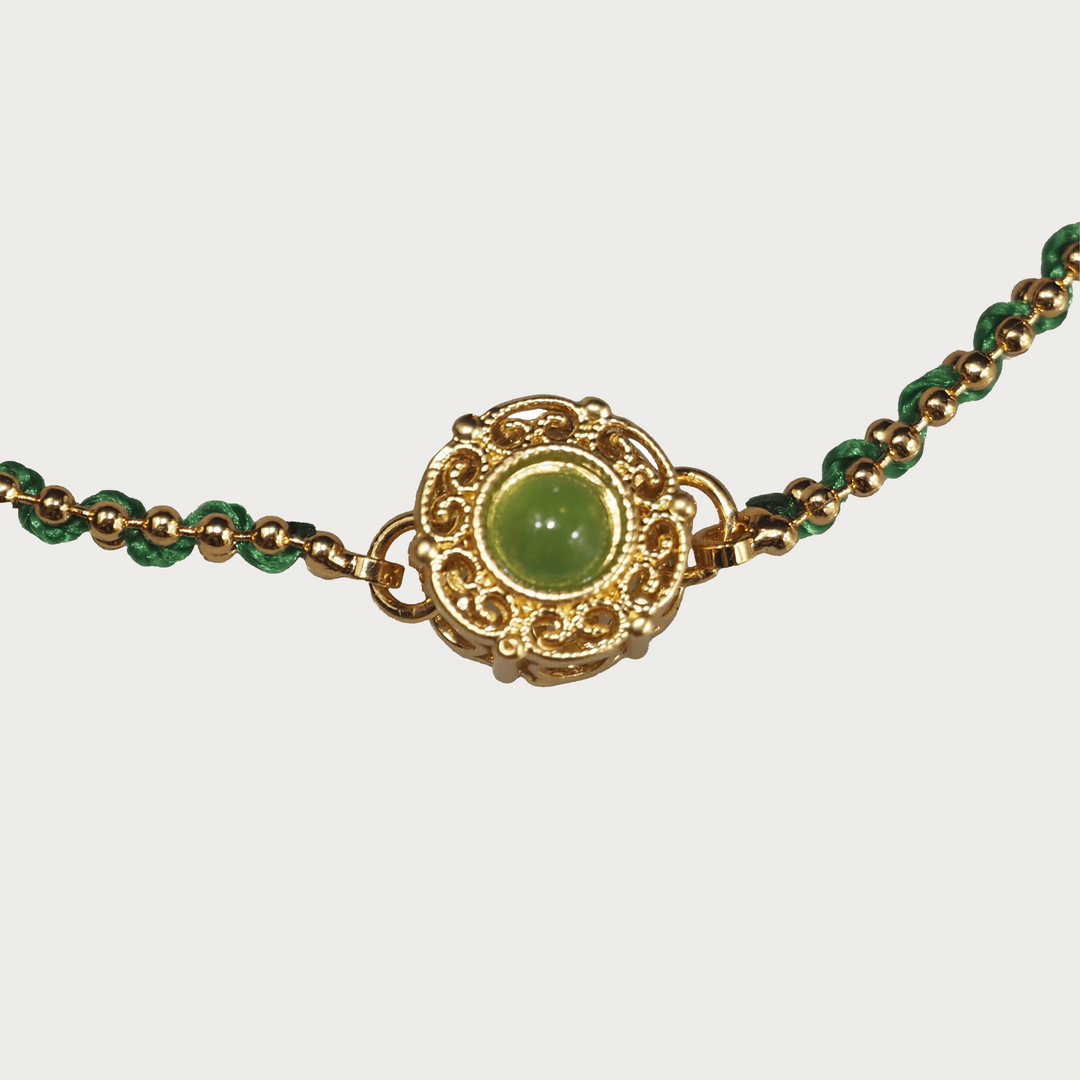 Verdant Enamel Natural Stones Bracelet