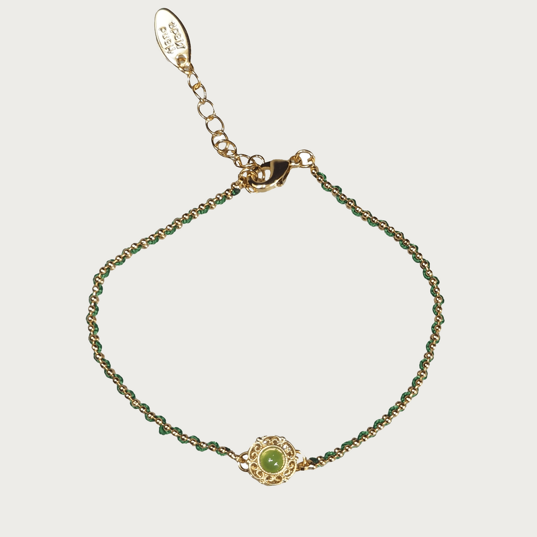 Verdant Enamel Natural Stones Bracelet