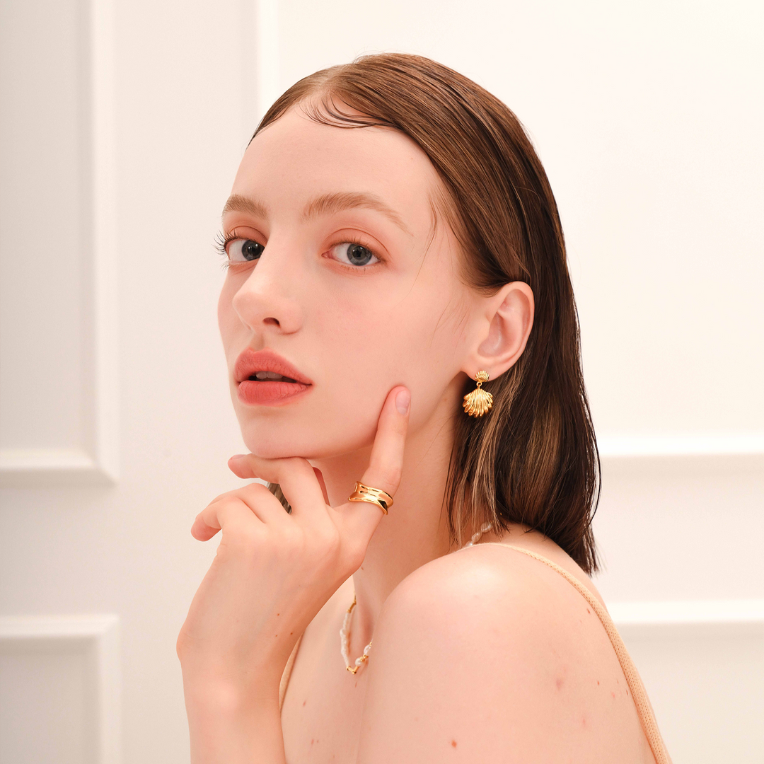 Ocean's Elegance Golden Drop Earrings