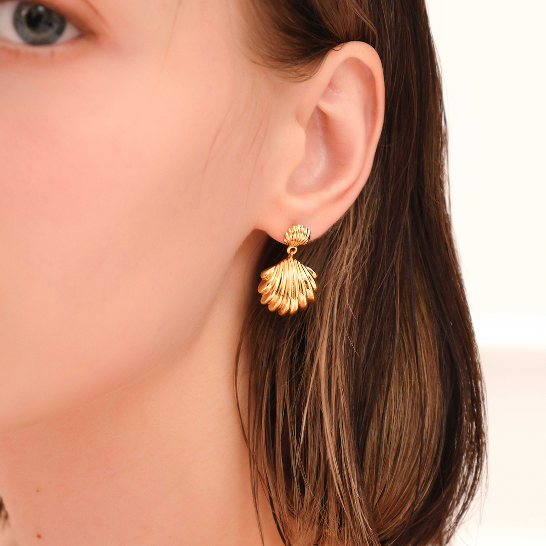 Ocean's Elegance Golden Drop Earrings