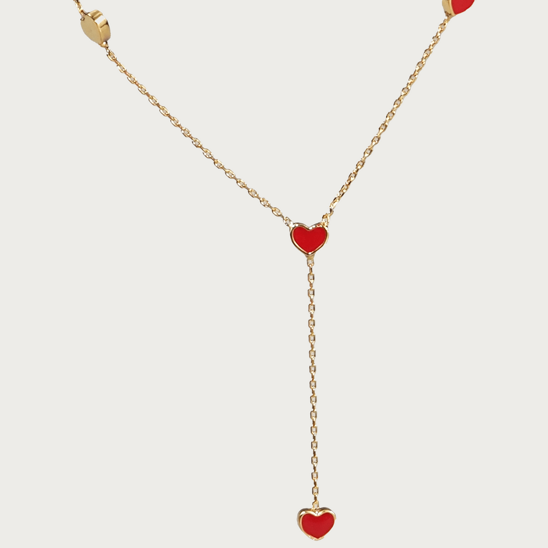 Golden Heart Enamel Pendant