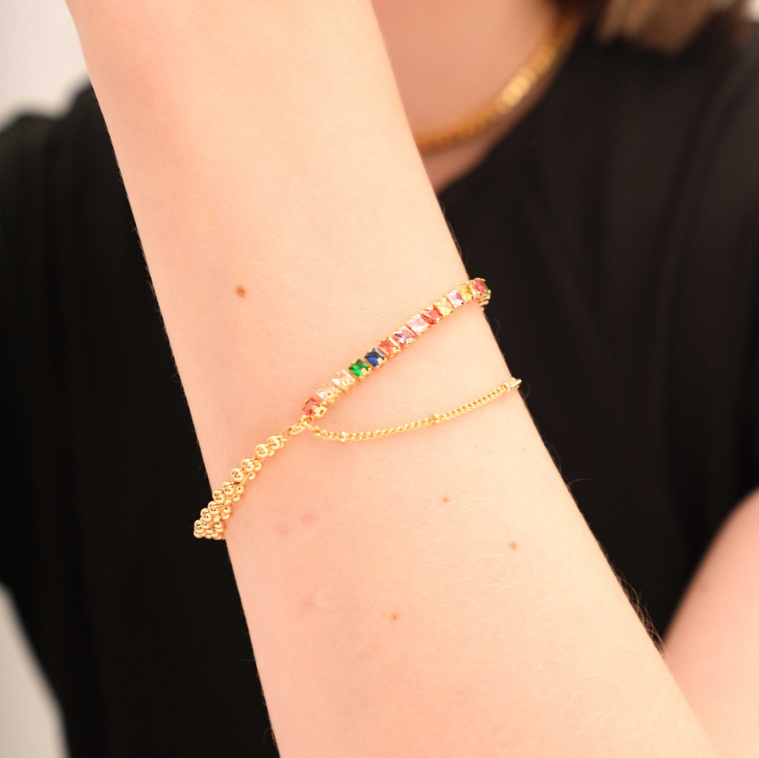 Radiant Bloom Colorful Zirconia Link Bracelet