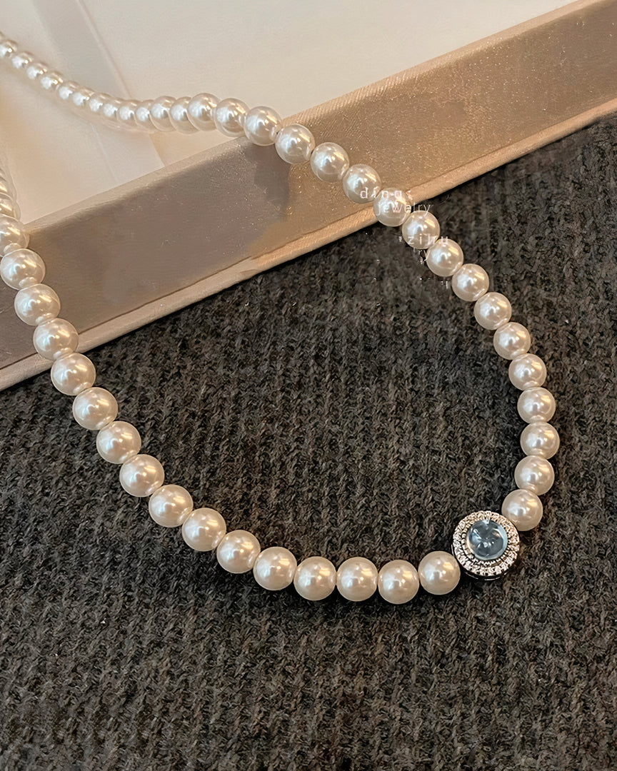 Aquamarine Pearl Choker