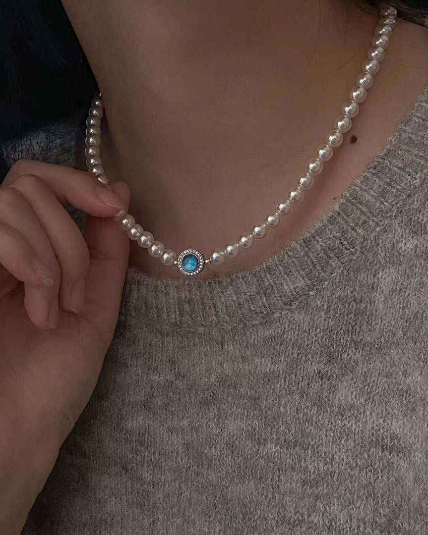 Aquamarine Pearl Choker