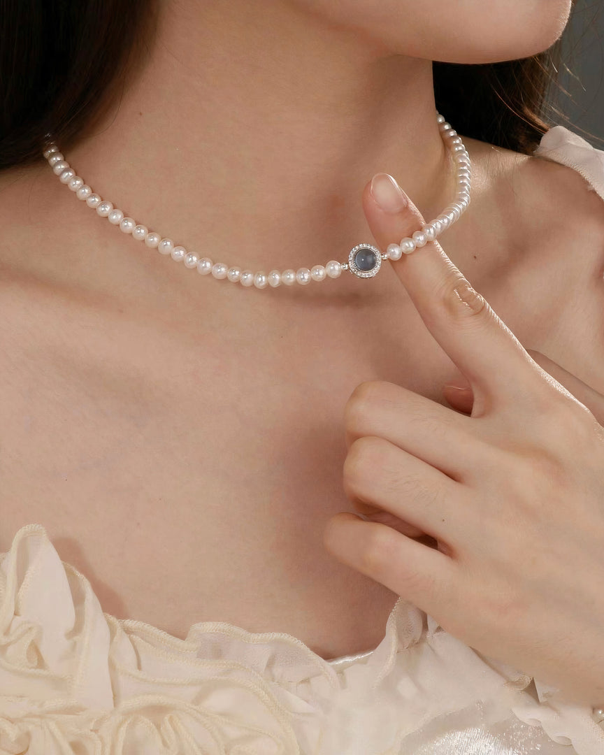 Aquamarine Pearl Choker