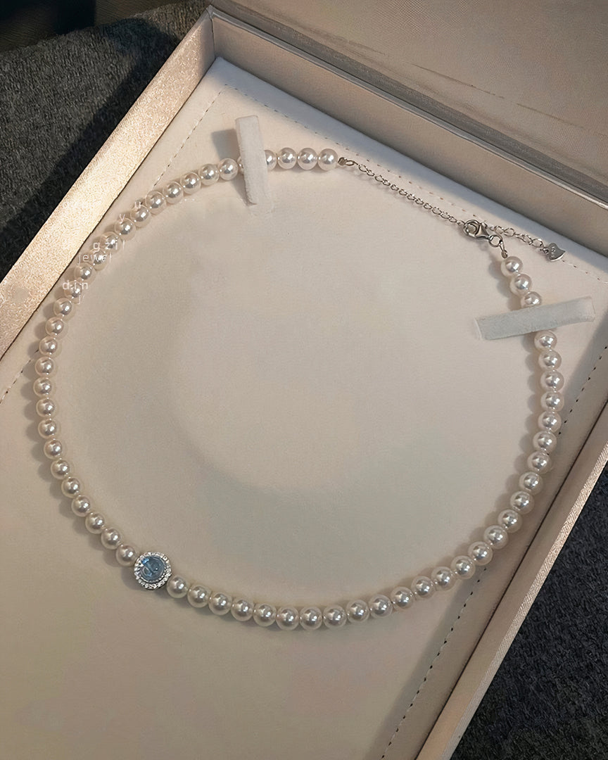 Aquamarine Pearl Choker