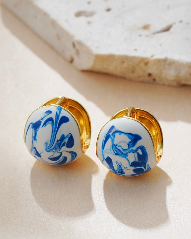 Blue and White Porcelain Earrings