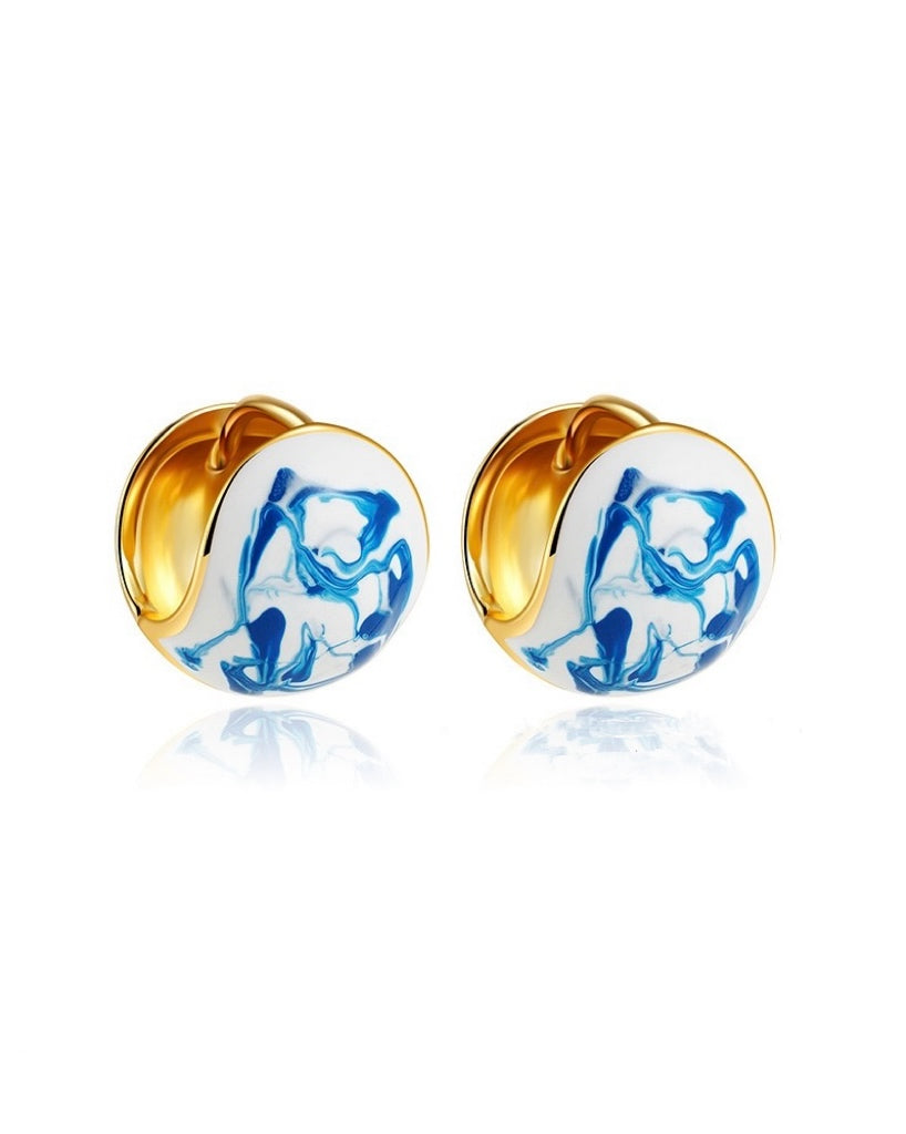 Blue and White Porcelain Earrings