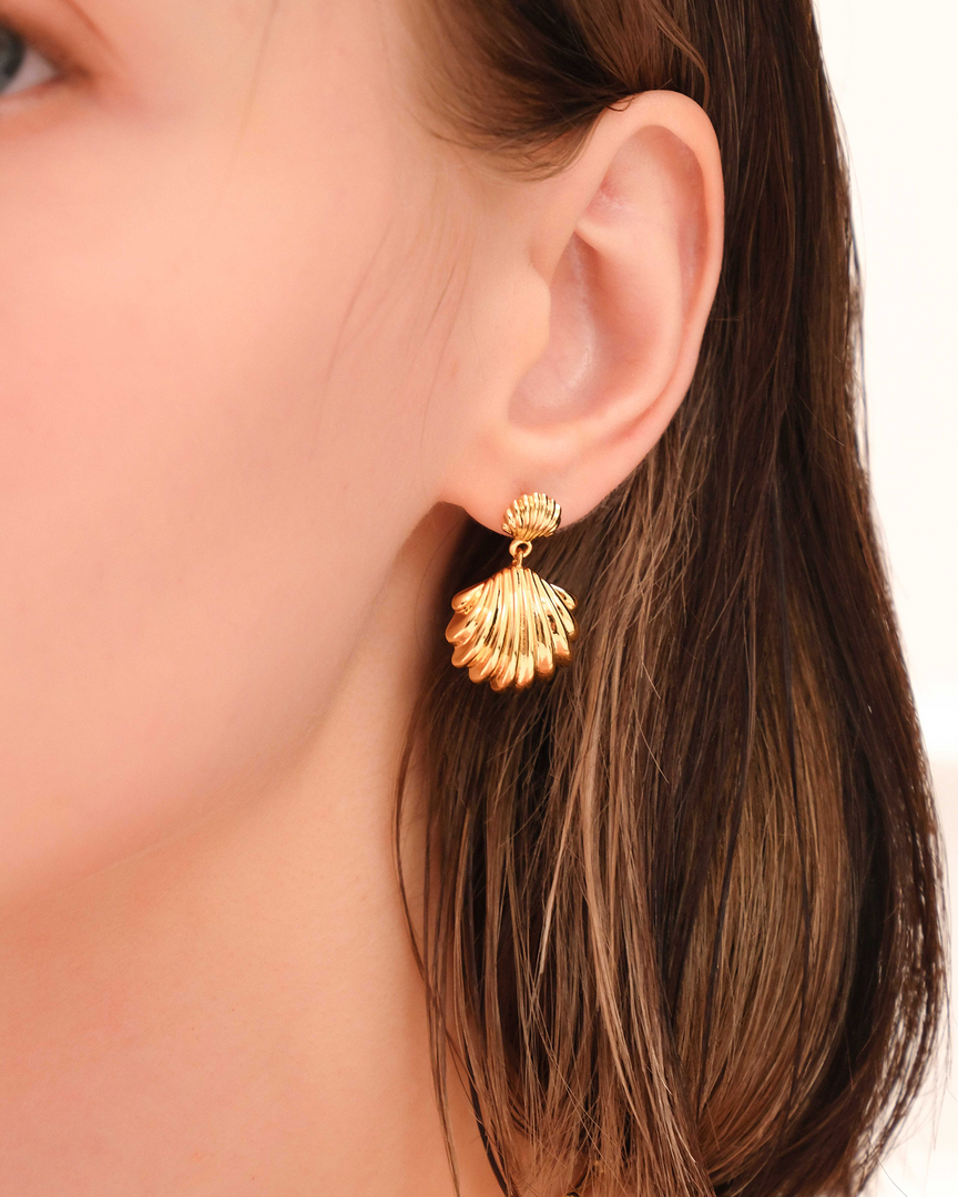 Ocean's Elegance Golden Drop Earrings