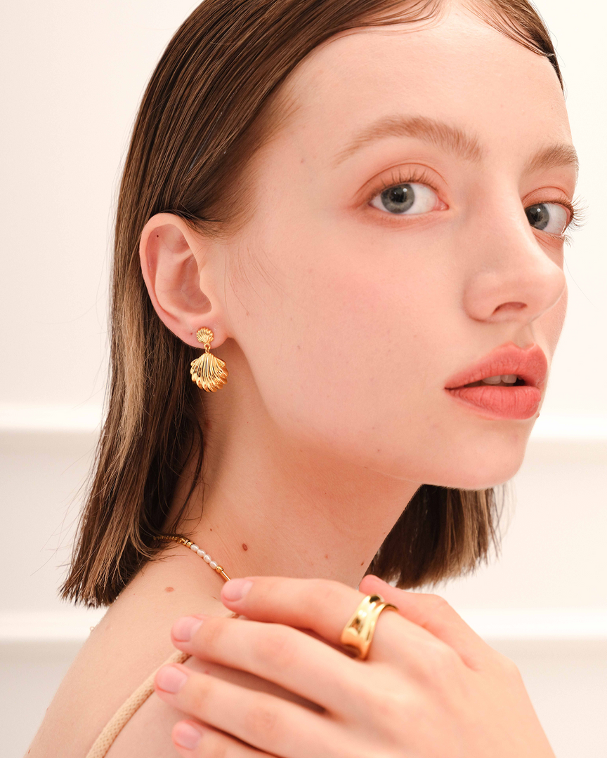 Ocean's Elegance Golden Drop Earrings