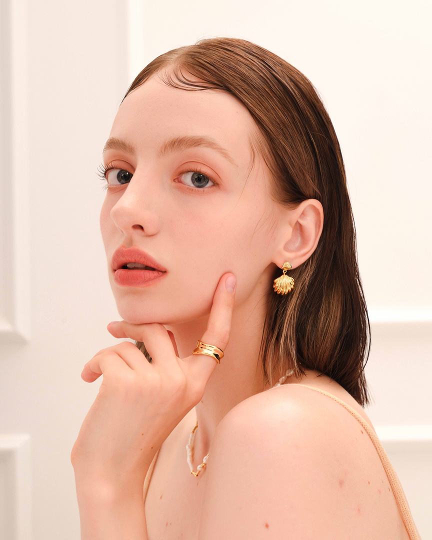 Ocean's Elegance Golden Drop Earrings