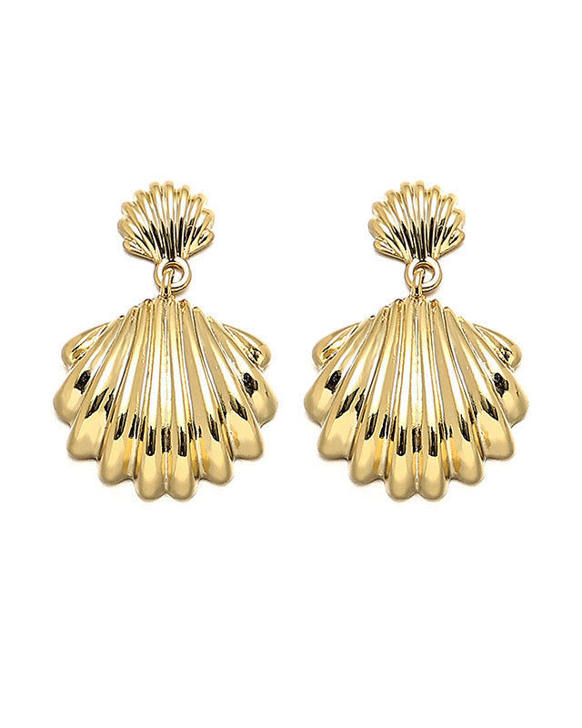 Ocean's Elegance Golden Drop Earrings