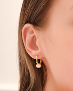 Load image into Gallery viewer, Pearl Huggie Earrings

