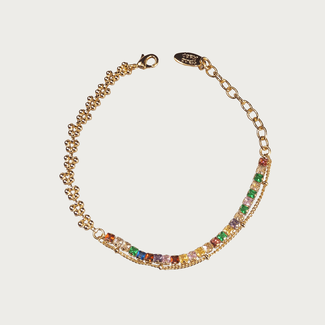 Radiant Bloom Colorful Zirconia Link Bracelet